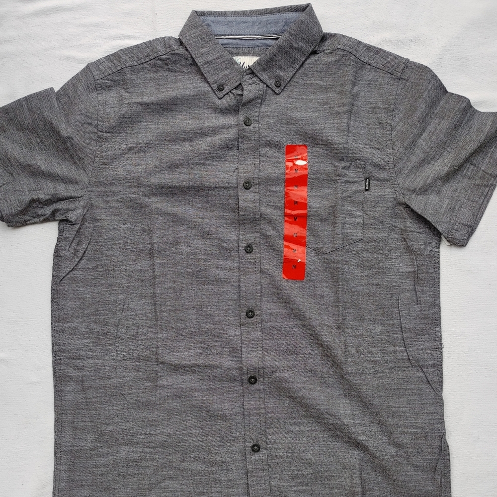 Hurley Men's Grey Short Sleeve Woven